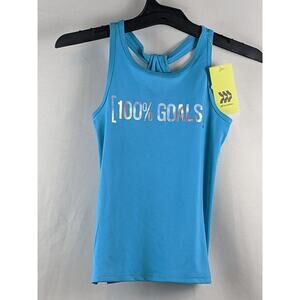 All in Motion 100% Goals Graphic Tank Turquoise Blue‎ XS Performance Sleeveless